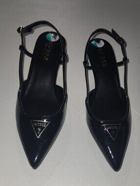 Guess Nassir slingback pumps in black patent Size 8